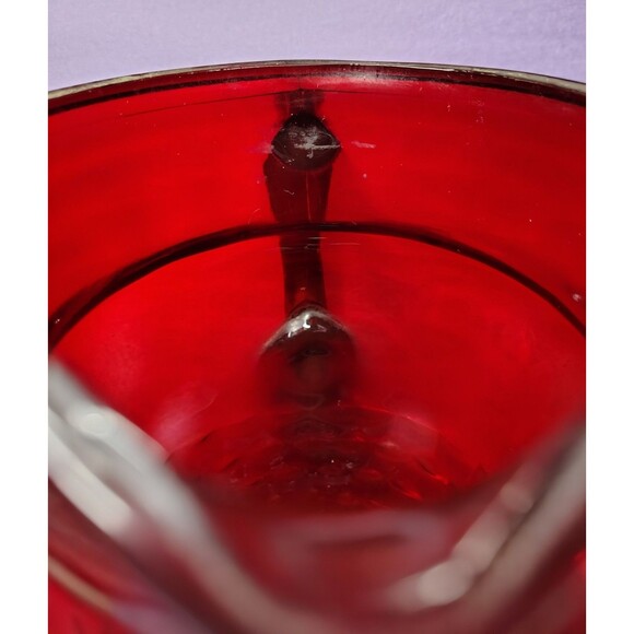 Anchor Hocking Royal Ruby Windsor MidCentury Glass Pitcher 9" Vintage Depression - Picture 11 of 16